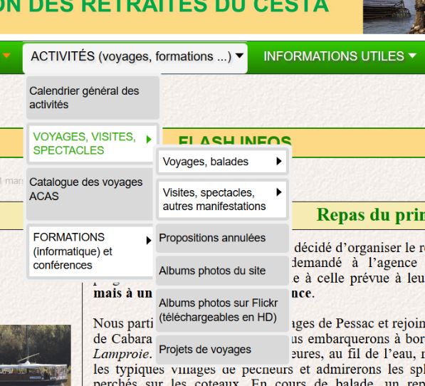 menu activites voyages